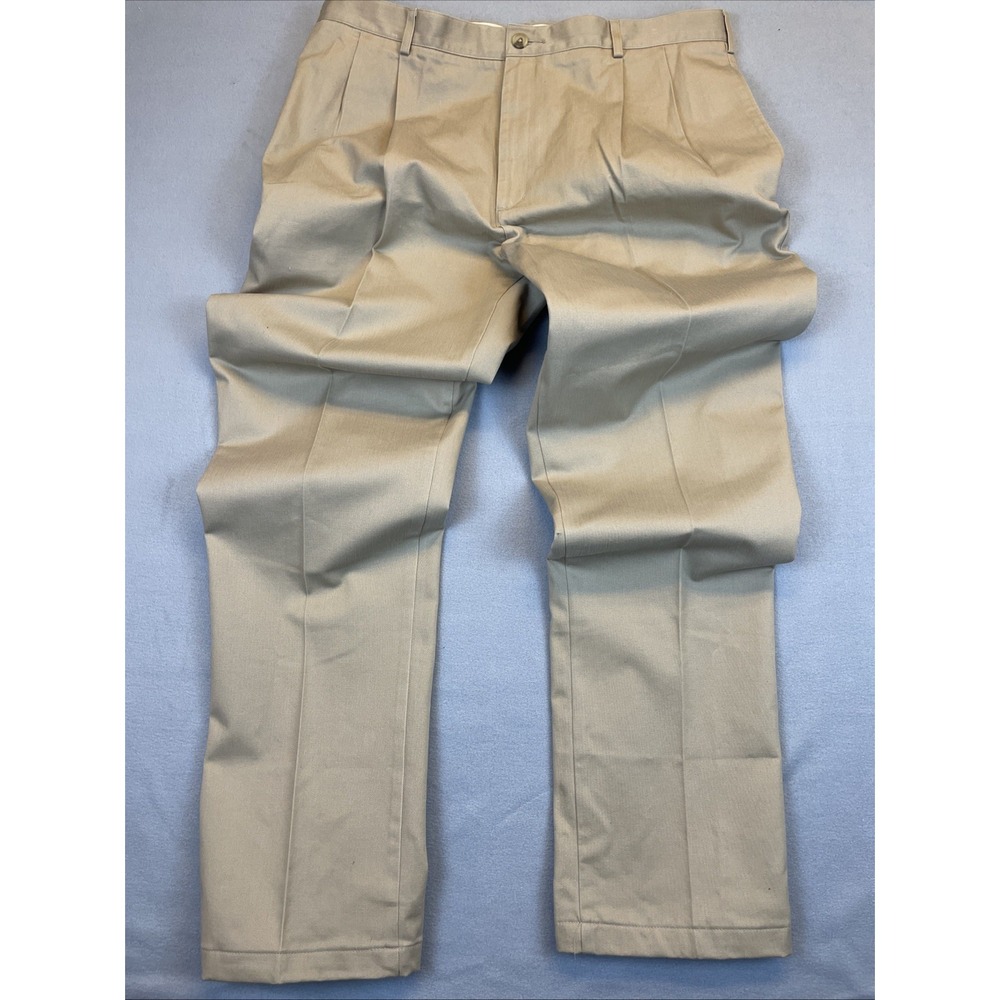 Lands End Traditional Fit Chino Khakis Pants Beige 40 Long 34 Inseam